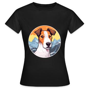 Glatter Foxterrier Hunderasse Cartoon Kawaii Waterc - Frauen T-Shirt - Schwarz - Vorne - AI Model Female 172 dark (172cm)
