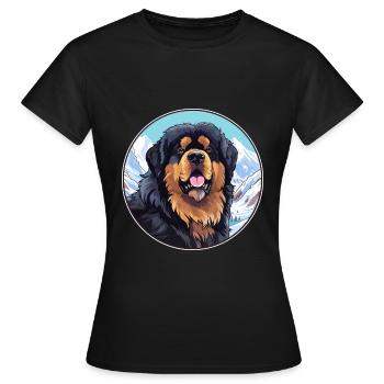 Tibetischer Mastiff Hunderasse Cartoon Kawaii Watercolo - Frauen T-Shirt - Schwarz - Vorne - AI Model Female 172 dark (172cm)