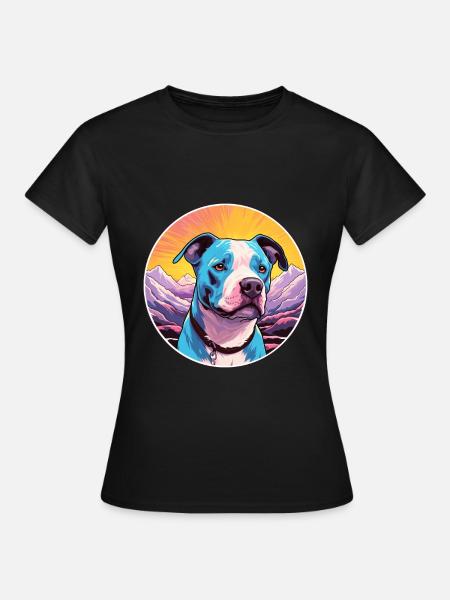 American PitBull Terrier race de chien Cartoon Kawaii - T-shirt Femme - noir