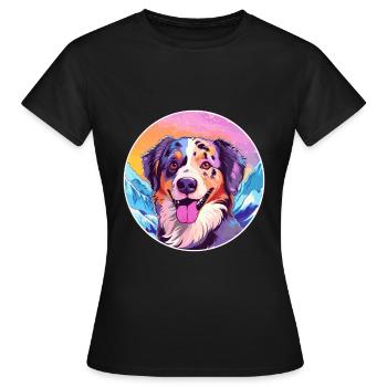 Alano Español chien race dessin animé Kawaii aquarelle - T-shirt Femme - noir - Devant - AI Model Female 172 dark (172cm)