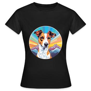 Glatter Foxterrier Hunderasse Cartoon Kawaii Waterc - Frauen T-Shirt - Schwarz - Vorne - AI Model Female 172 dark (172cm)