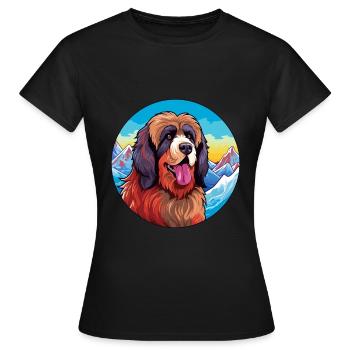 Tibetischer Mastiff Hunderasse Cartoon Kawaii Watercolo - Frauen T-Shirt - Schwarz - Vorne - AI Model Female 172 dark (172cm)