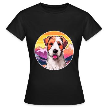 Draht Foxterrier Hunderasse Karikatur Kawaii Watercol - Frauen T-Shirt - Schwarz - Vorne - AI Model Female 172 dark (172cm)