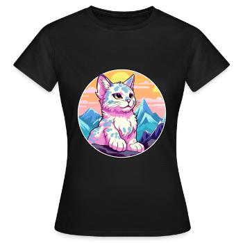 Australian Spotted Mist Cat Colorful Cartoon Water - Women's T-Shirt - black - Front - AI Model Female 172 dark (172cm)