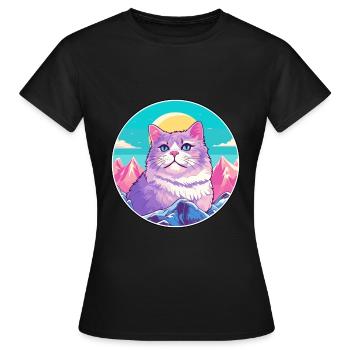 Australien Brume Chat Coloré Dessin Animé Aquarelle Il - T-shirt Femme - noir - Devant - AI Model Female 172 dark (172cm)