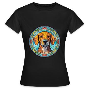 Alano Español chien race vitrail coloré Wat - T-shirt Femme - noir - Devant - AI Model Female 172 dark (172cm)