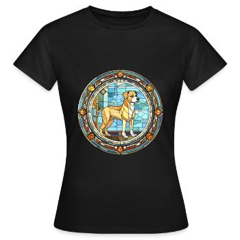 Chinese Imperial Dog Breed Stained Glass Colorful - Women's T-Shirt - black - Front - AI Model Female 172 dark (172cm)