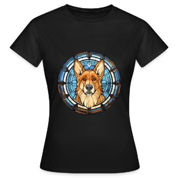 Chien de berger des Carpates race vitrail Colorf - T-shirt Femme - noir - Devant - AI Model Female 172 dark (172cm)