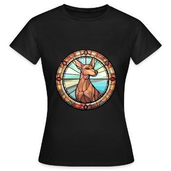Cirneco Dell Ätna Hunderasse Buntglas Bunt - Frauen T-Shirt - Schwarz - Vorne - AI Model Female 172 dark (172cm)