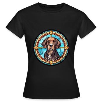 Chien de garde portugais chien race vitrail Colorf - T-shirt Femme - noir - Devant - AI Model Female 172 dark (172cm)