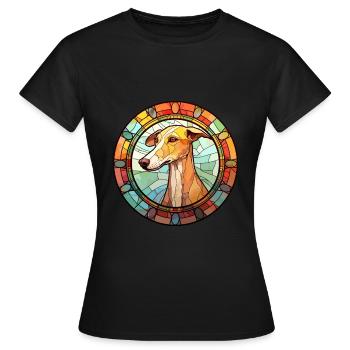 Old Croatian Sighthound Dog Breed Stained Glass Co - Women's T-Shirt - black - Front - AI Model Female 172 dark (172cm)