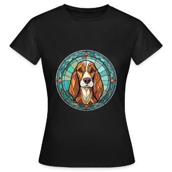 Arlequin russe chien chien race vitrail Co - T-shirt Femme - noir - Devant - AI Model Female 172 dark (172cm)