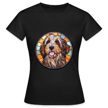 Picardie Schäferhund Hunderasse Buntglas Bunt - Frauen T-Shirt - Schwarz - Vorne - AI Model Female 172 dark (172cm)