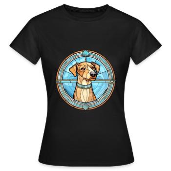 Skandinavische Hunderasse Buntes Glas - Frauen T-Shirt - Schwarz - Vorne - AI Model Female 172 dark (172cm)