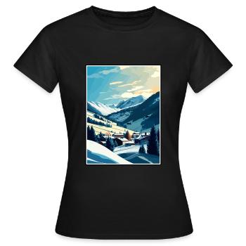 Saalbach Autriche Vintage voyage affiche Souvenir - T-shirt Femme - noir - Devant - AI Model Female 172 dark (172cm)
