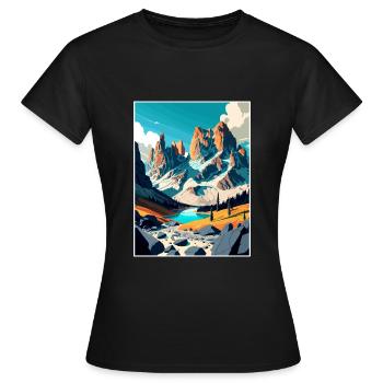 Dolomites, Alpes dolomitiques, Dolomites, Italie - T-shirt Femme - noir - Devant - AI Model Female 172 dark (172cm)