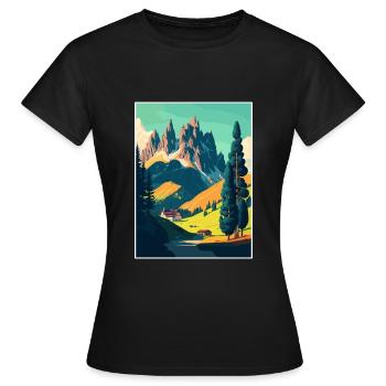 Dolomites, Alpes dolomitiques, Dolomites, Italie - T-shirt Femme - noir - Devant - AI Model Female 172 dark (172cm)