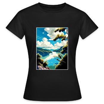 Danube River Europe Vintage voyage affiche Souvenir - T-shirt Femme - noir - Devant - AI Model Female 172 dark (172cm)
