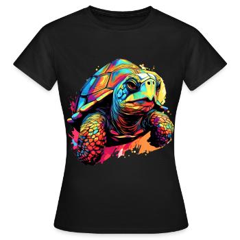 Éclaboussures colorées de tortue d’éclaboussures de peinture - T-shirt Femme - noir - Devant - AI Model Female 172 dark (172cm)