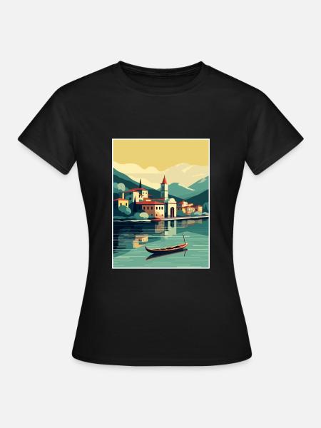 Lac de Côme Italie décoration Vintage Travel Poster - T-shirt Femme - noir