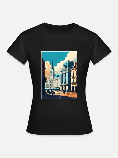 Bruxelles Belgique Vintage Travel Poster Souvenir - T-shirt Femme - noir