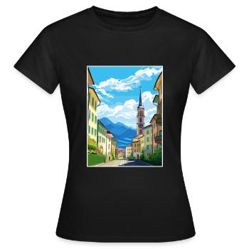 Bozen Italien Vintage Reiseposter WPA Souvenir - Frauen T-Shirt - Schwarz - Vorne - AI Model Female 172 dark (172cm)