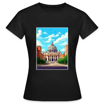 Vatikan Italien Dekoration Vintage Reiseposter WPA - Frauen T-Shirt - Schwarz - Vorne - AI Model Female 172 dark (172cm)