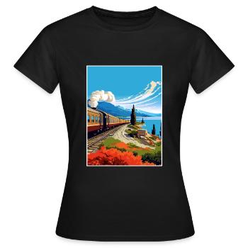 Orient Express Europa Deko Vintage Reiseposter - Frauen T-Shirt - Schwarz - Vorne - AI Model Female 172 dark (172cm)