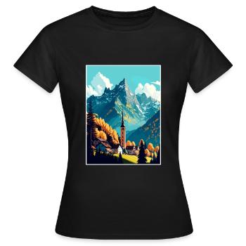 Berchtesgaden Allemagne Vintage Travel Poster WPA - T-shirt Femme - noir - Devant - AI Model Female 172 dark (172cm)