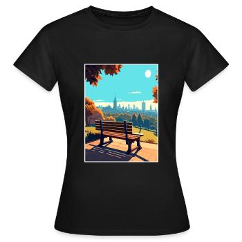 Hampstead Heath London Skyline Travel Poster - Women's T-Shirt - black - Front - AI Model Female 172 dark (172cm)