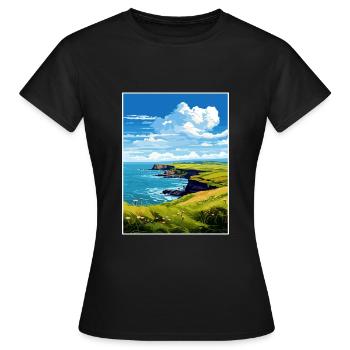 L’affiche de voyage de la péninsule de Lizard Cornwall - T-shirt Femme - noir - Devant - AI Model Female 172 dark (172cm)