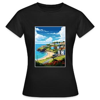 La péninsule de Roseland Cornwall affiche de voyage - T-shirt Femme - noir - Devant - AI Model Female 172 dark (172cm)