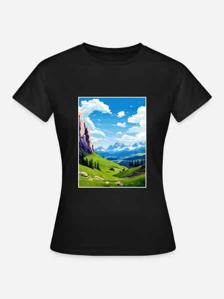 Dolomites, Alpes dolomitiques, Dolomites, Italie - T-shirt Femme - noir