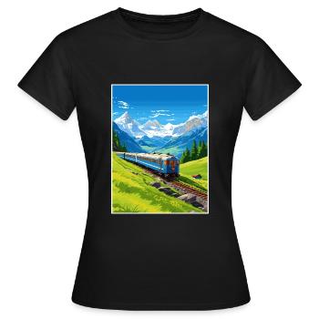 Orient Express Europa Deko Vintage Reiseposter - Frauen T-Shirt - Schwarz - Vorne - AI Model Female 172 dark (172cm)