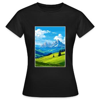 Dolomites, Alpes dolomitiques, Dolomites, Italie - T-shirt Femme - noir - Devant - AI Model Female 172 dark (172cm)