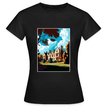 Anglesey Abbey Decoration Vintage Travel Poster - Women's T-Shirt - black - Front - AI Model Female 172 dark (172cm)