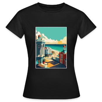 Brighton Pier Seascape Uk Vintage Reiseposter - Frauen T-Shirt - Schwarz - Vorne - AI Model Female 172 dark (172cm)