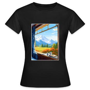 Orient Express Europa Deko Vintage Reiseposter - Frauen T-Shirt - Schwarz - Vorne - AI Model Female 172 dark (172cm)