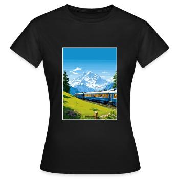 Orient Express Europa Deko Vintage Reiseposter - Frauen T-Shirt - Schwarz - Vorne - AI Model Female 172 dark (172cm)