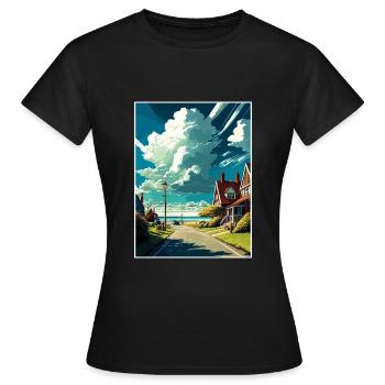 New Romney England Kent Vintage Reiseposter WPA - Frauen T-Shirt - Schwarz - Vorne - AI Model Female 172 dark (172cm)