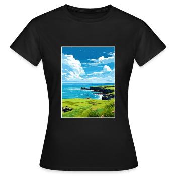 Rame Halbinsel Cornwall Vintage Reiseposter WPA - Frauen T-Shirt - Schwarz - Vorne - AI Model Female 172 dark (172cm)