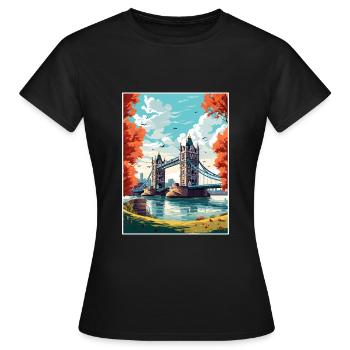 Tower Bridge England Vintage Reiseposter WPA Kunst - Frauen T-Shirt - Schwarz - Vorne - AI Model Female 172 dark (172cm)