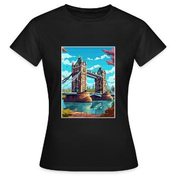 Tower Bridge England Vintage Reiseposter WPA Kunst - Frauen T-Shirt - Schwarz - Vorne - AI Model Female 172 dark (172cm)