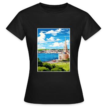 Plymouth Angleterre Vintage voyage affiche Souvenir - T-shirt Femme - noir - Devant - AI Model Female 172 dark (172cm)