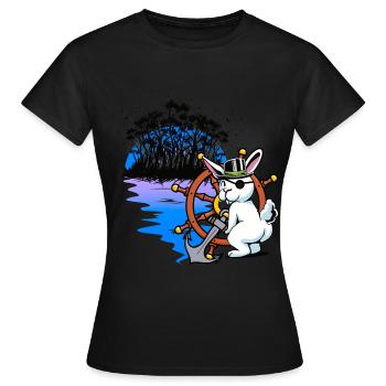 Hase Pirat Freibeuter Piraterie Fantasy Seemann - Frauen T-Shirt - Schwarz - Vorne - AI Model Female 172 dark (172cm)
