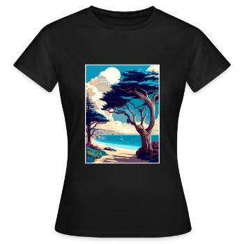 Monterey Bay Californie Vintage voyage affiche WPA - T-shirt Femme - noir - Devant - AI Model Female 172 dark (172cm)