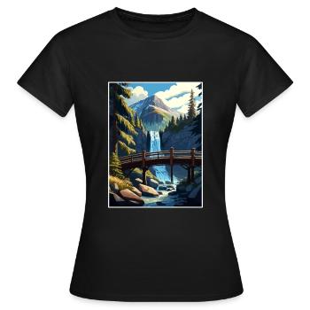 Cascade Falls California Vintage Travel Poster WPA - Women's T-Shirt - black - Front - AI Model Female 172 dark (172cm)