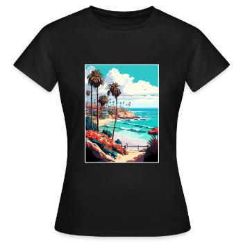 La Jolla Shore California Vintage Travel Poster - Women's T-Shirt - black - Front - AI Model Female 172 dark (172cm)