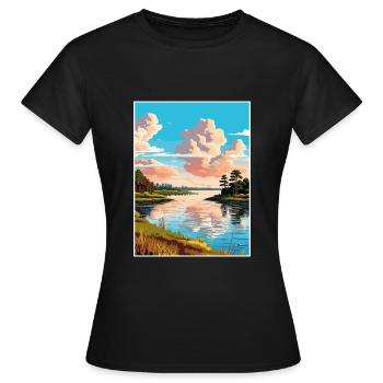 Toledo Bend Reservoir Texas Vintage Reiseposter - Frauen T-Shirt - Schwarz - Vorne - AI Model Female 172 dark (172cm)