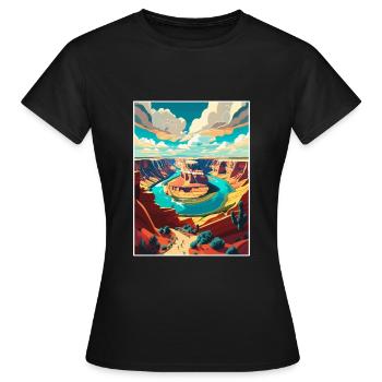 Horseshoe Bend National Park Vintage Reiseposter - Frauen T-Shirt - Schwarz - Vorne - AI Model Female 172 dark (172cm)
